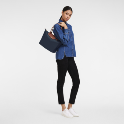 Pliage Shopping M Bleu-Longchamp-Sac-Maroquinerie Fortunas-Mouscron