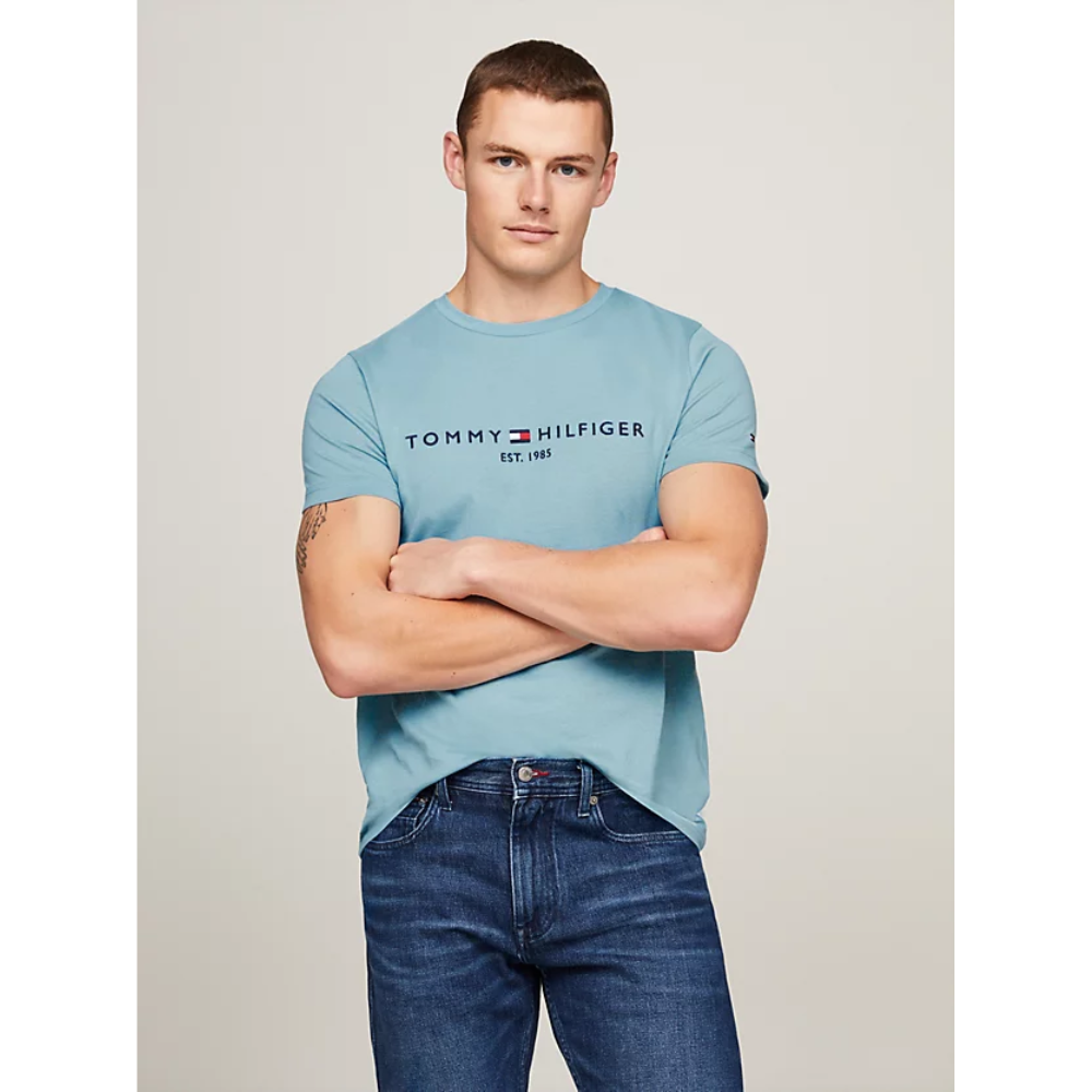 Tee-Shirt Logo Azur-Tommy Hilfiger-Vêtements-Maroquinerie Fortunas-Mouscron