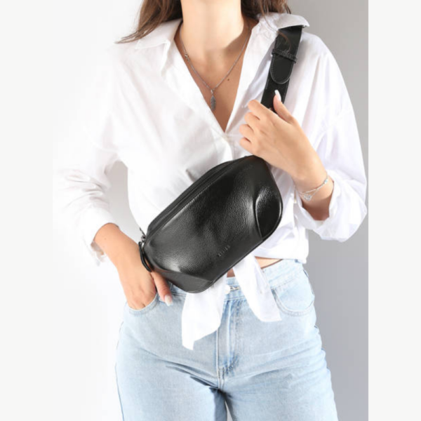 Emeraude Bumbag Noir-Etrier-Sac-Maroquinerie Fortunas-Mouscron