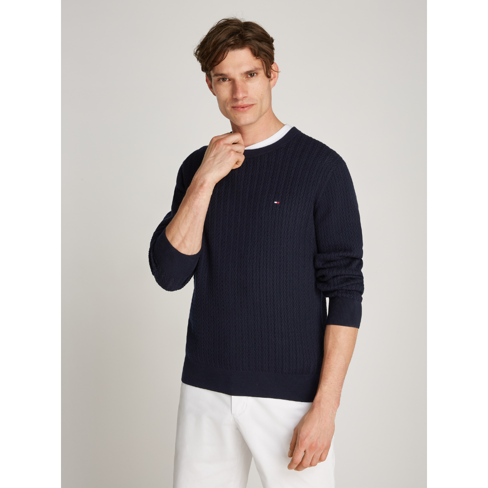 Pull Bone Navy-Tommy Hilfiger-Vêtements-Maroquinerie Fortunas-Mouscron