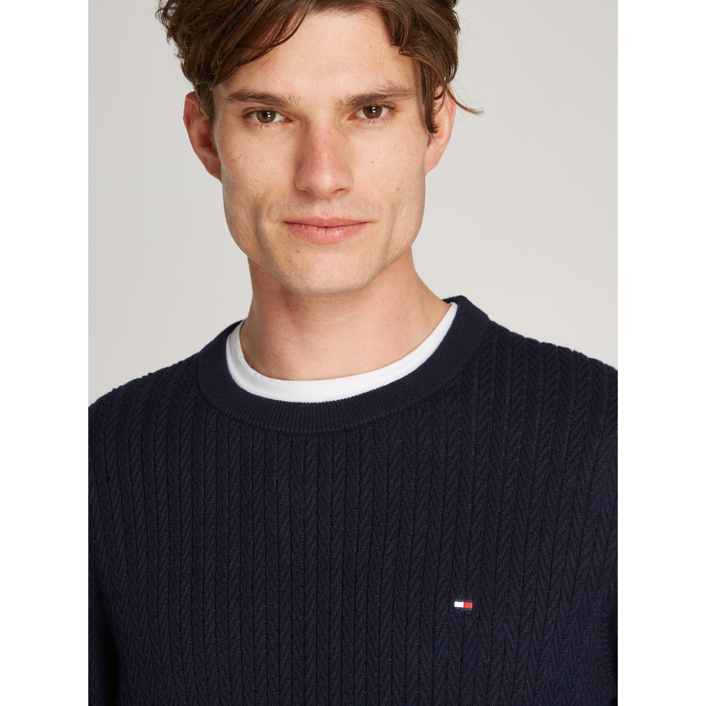 Pull Bone Navy-Tommy Hilfiger-Vêtements-Maroquinerie Fortunas-Mouscron