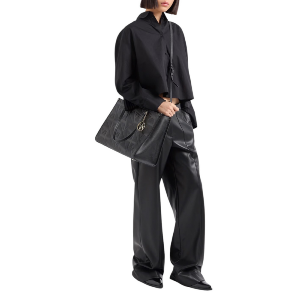 Gynger Tote Logo Black-Armani-Sacs-Maroquinerie Fortunas-Mouscron