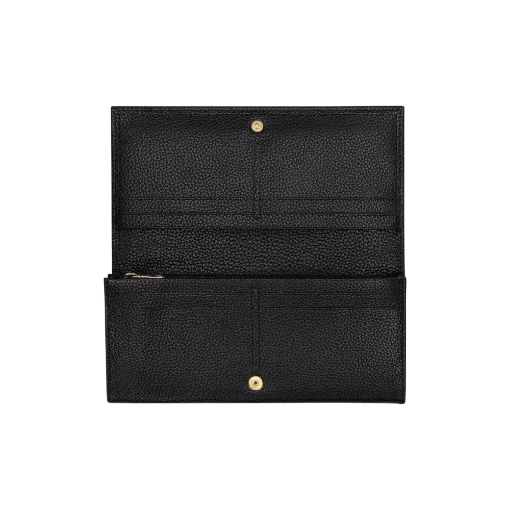 Foulonné Portefeuille Rabat Noir-Longchamp-Petite Maroquinerie-Maroquinerie Fortunas-Mouscron