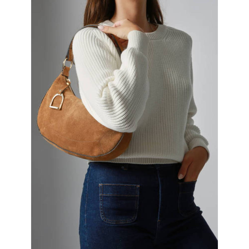 Altesse Shoulder Suède Camel-Etrier-Sacs-Maroquinerie Fortunas-Mouscron