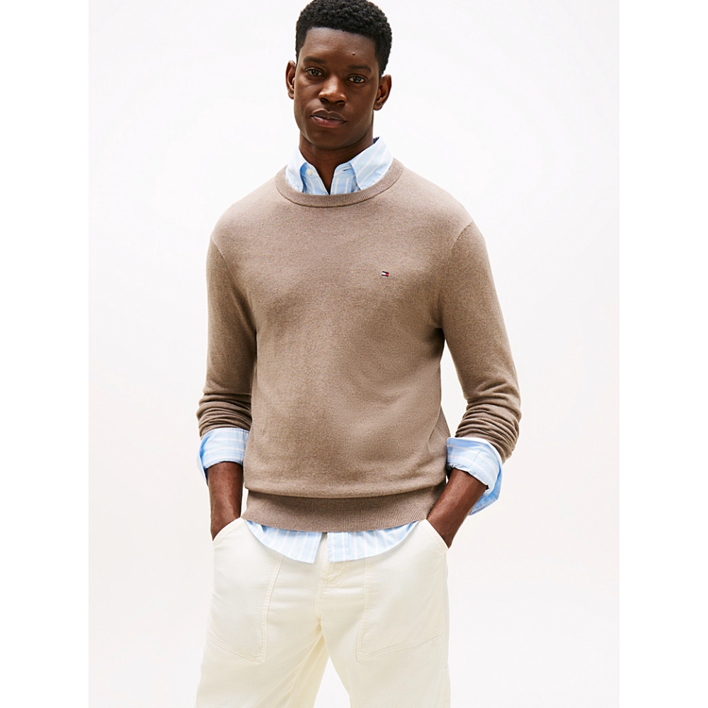 Sweat Fleece Beige-Tommy Hilfiger-Vêtements-Maroquinerie Fortunas-Mouscron