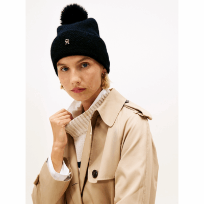 Bonnet Pompom Blue-Tommy Hilfiger-Accessoires de mode-Maroquinerie Fortunas-Mouscron