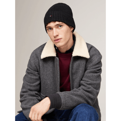 Bonnet Flag Charcoal-Tommy Hilfiger-Vêtements & Co.-Maroquinerie Fortunas-Mouscron