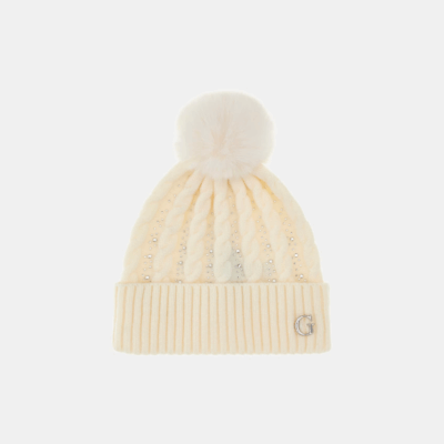 Bonnet Pompom White-Guess-Accessoire de mode-Maroquinerie Fortunas-Mouscron