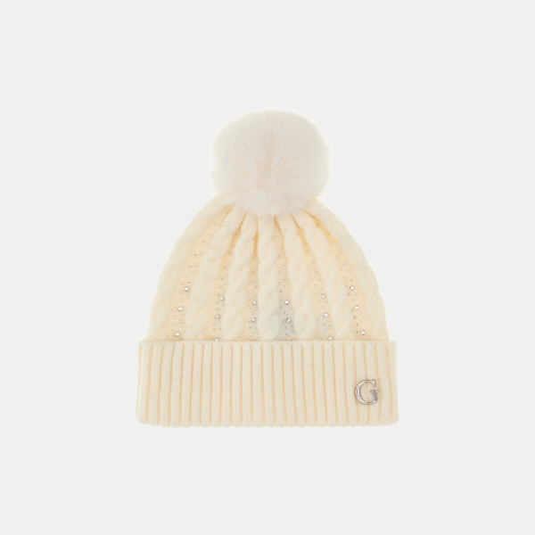 Bonnet Pompom White-Guess-Accessoire de mode-Maroquinerie Fortunas-Mouscron