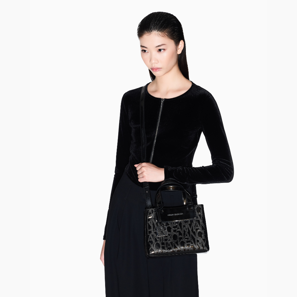 Handle Logo Patent Black-Armani-Sac-Maroquinerie Fortunas-Mouscron Handle Logo Patent Black-Armani-Sac-Maroquinerie Fortunas-Mouscron