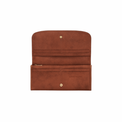 Foulonné Portefeuiille Brun-Longchamp-Petite Maroquinerie-Maroquinerie Fortunas-Mouscron