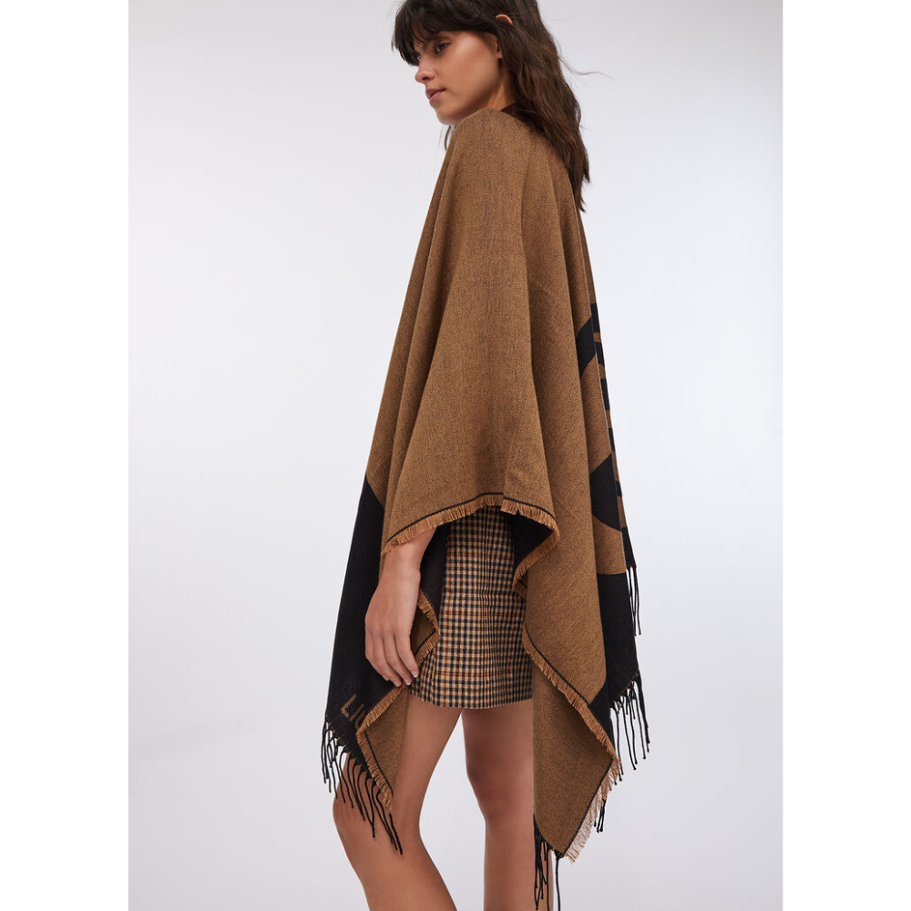 Poncho Mono Cammello-Liu-Jo-Accessoires de mode-Maroquinerie Fortunas-Mouscron
