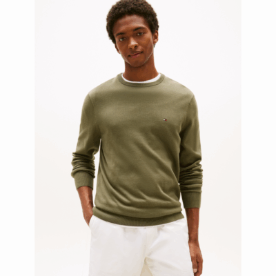 Pull Essential Green-Tommy Hilfiger-Vêtements & Co.-Maroquinerie Fortunas-Mouscron