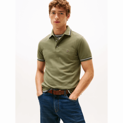 Polo Slim Green-Tommy Hilfiger-Vêtements & Co.-Maroquinerie Fortunas-Mouscron